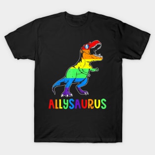 Dinosaur In Rainbow Flag For Ally Lgbt Pride Kids T-Shirt
